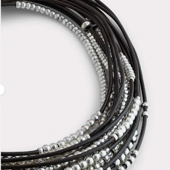 Uno De 50 OMARIBA Necklace Multi strand Leather layers cords beaded statement - Picture 13 of 16